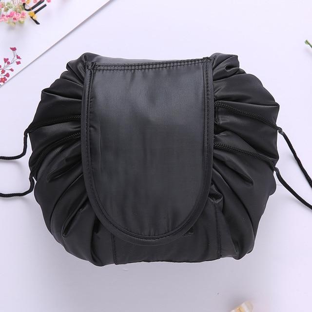 1pc Black Drawstring Portable Makeup Bag, Ideal For Home Or Travel Use